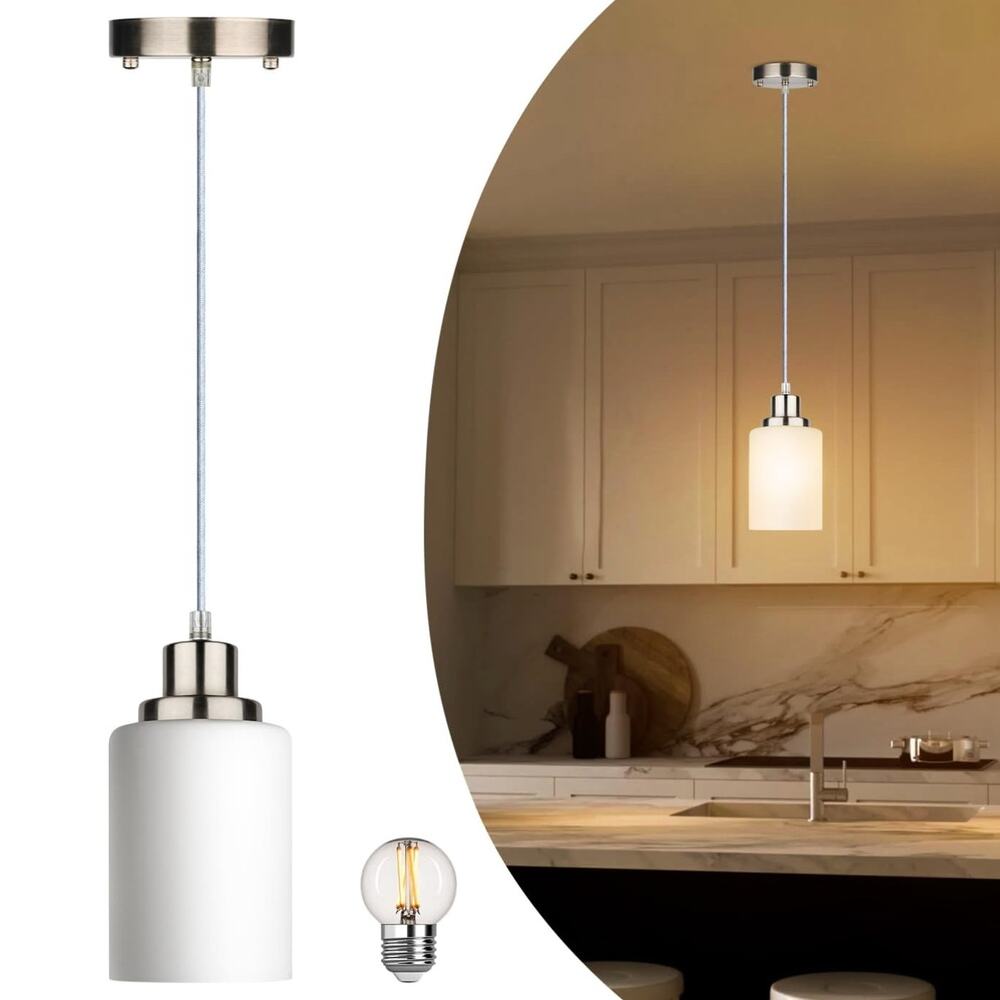 Pendant Lights Frosted Glass Pendant LED Ceiling Light Fixtures 5.25FT NEW 2pcs